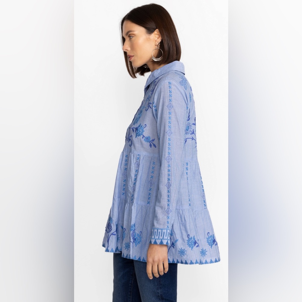 JOHNNY WAS TARRA TIERED SHIRT TUNIC Size XL - Picture 3 of 16